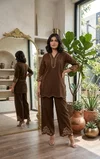 K 1114 By Naisha Cotton Flex Embroidery Combo Size Co Ord Set
